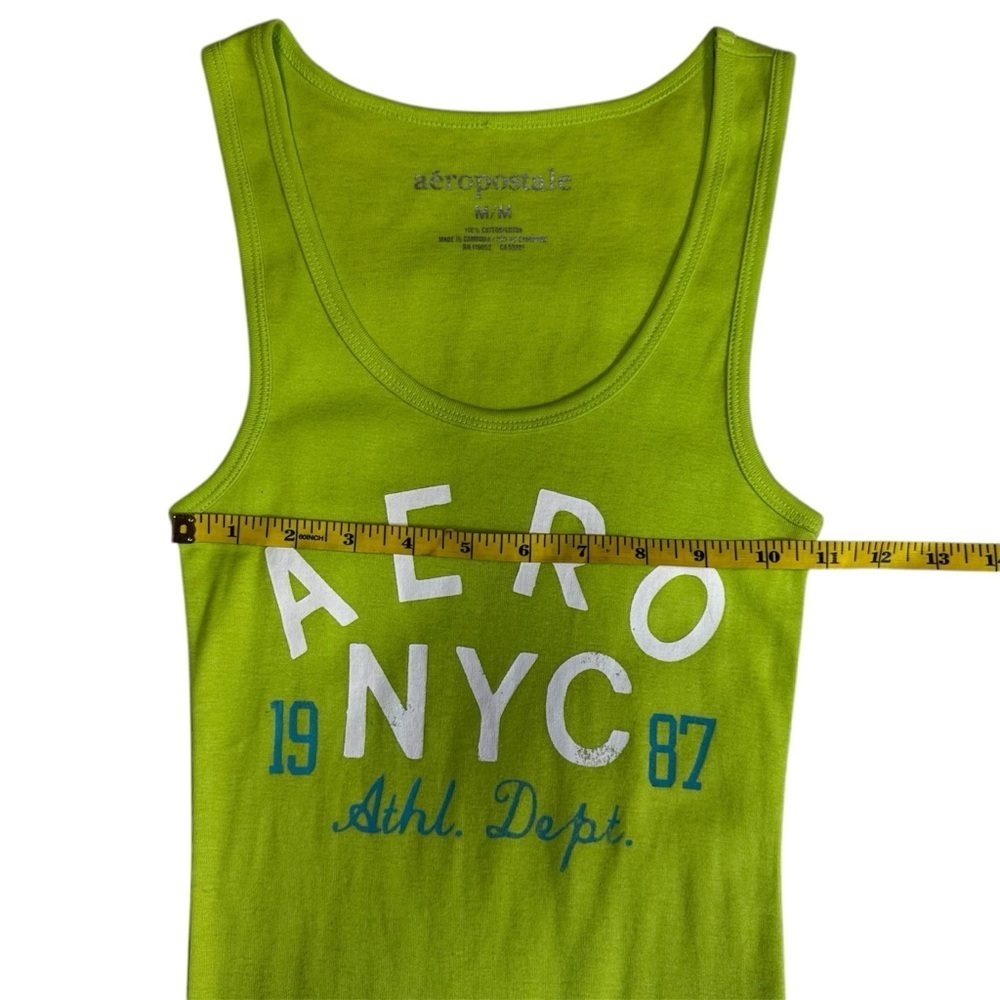 Aeropostale Green Tank Top Size Medium Aero NYC Graphic Stretchy Vintage NWOT - Picture 8 of 10